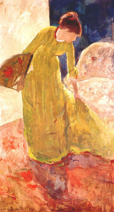 Woman Standing, Holding a Fan Mary Cassatt